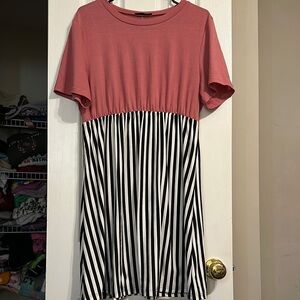 Pink and Black Striped Dress